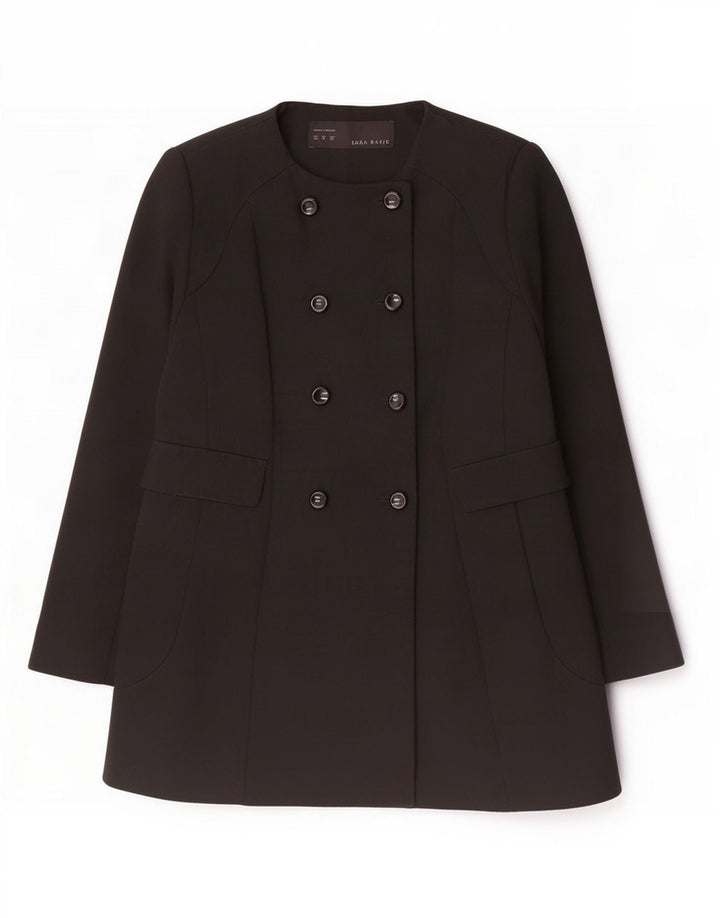 Dwurzędowy płaszcz damski Zara UK 18 XL czarny