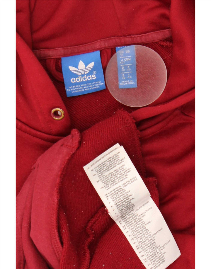 Damski sweter z kapturem i zamkiem błyskawicznym Adidas UK 12, średni bordowy poliester