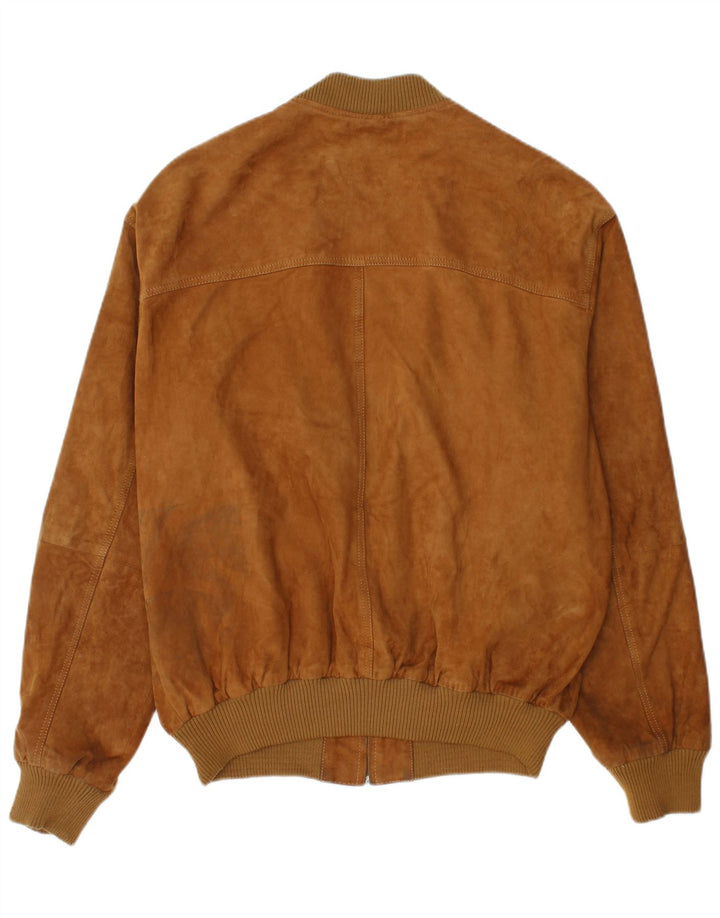 Vintage męska zamszowa kurtka bomber IT 54 2XL brązowa skóra