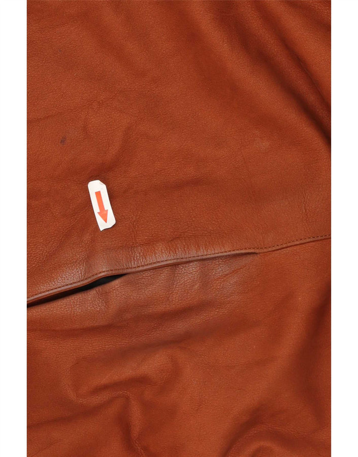 Vintage damski płaszcz skórzany UK 20 2XL brązowy