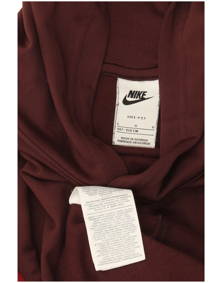Chłopięcy sweter z kapturem NIKE z grafiką, 12-13 lat, duży, bordowy, z blokami kolorów