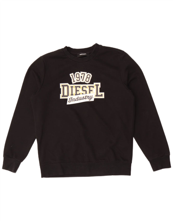 Męska bluza z grafiką Diesel, średnia czarna, bawełniana