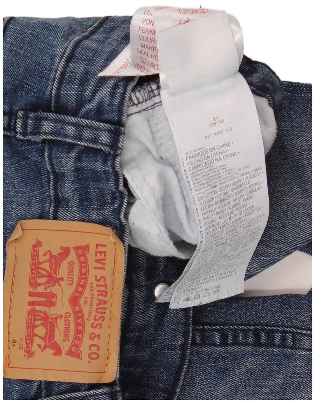 Dziewczęce LEVI'S 510 Obcisłe dżinsy 7-8 lat W25 L22 Niebieska bawełna