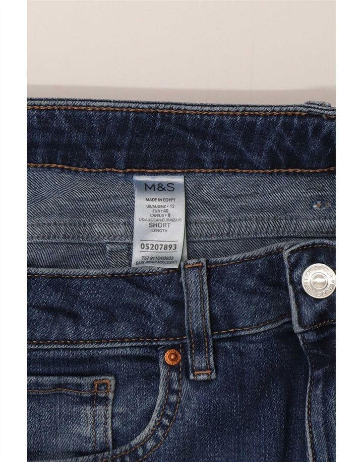 Marks & Spencer Damskie jeansy przycięte z wysokim stanem UK 12 Medium W30 L25 Niebieskie