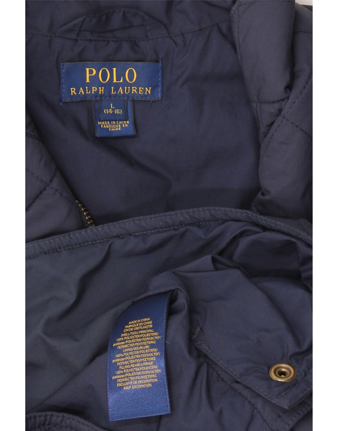 Polo Ralph Lauren Chłopięca pikowana kamizelka 14-15 lat, duża, granatowa, poliester