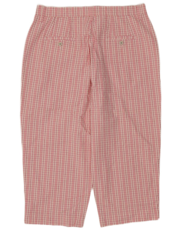 Damskie spodnie Capri LEE z wysokim stanem US 16 2XL W34 L20 Różowa bawełniana kratka