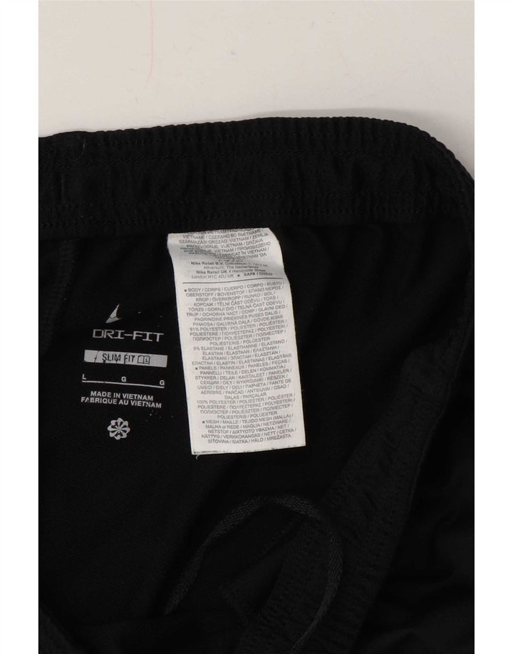 Męskie spodnie dresowe Nike Dri Fit Slim, duży czarny poliester z blokami kolorów