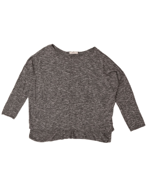 Damski sweter oversize z dekoltem w łódkę Zara UK 10 Small Grey Flecked