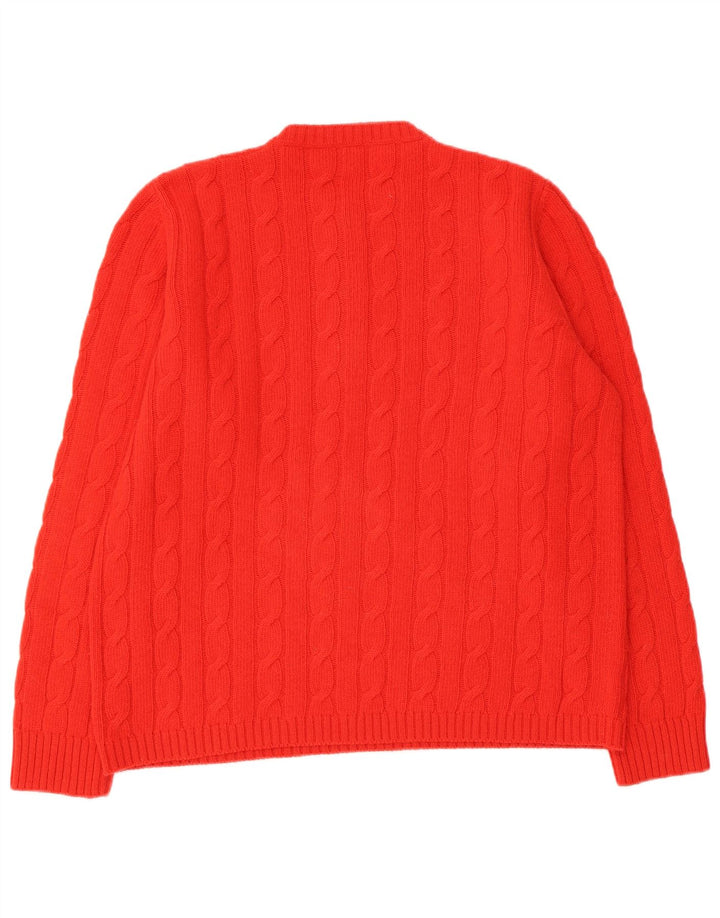Sweter damski w stylu vintage z okrągłym dekoltem UK 16, duży czerwony