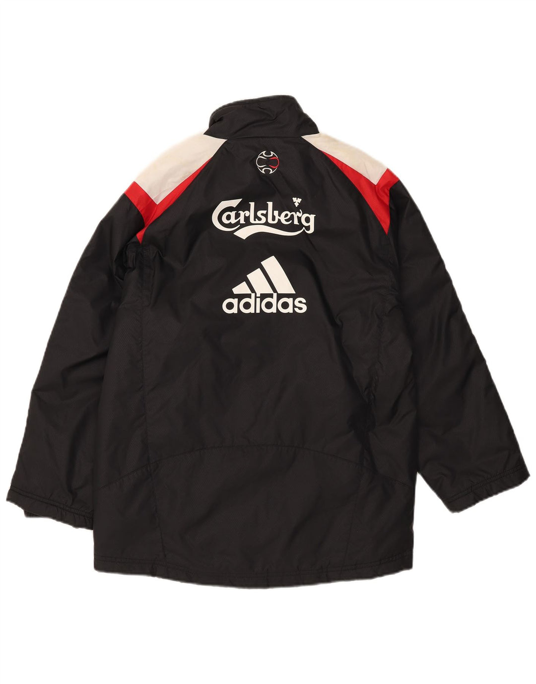 Chłopięca kurtka Adidas z grafiką, wyściełana, 11-12 lat, czarny nylon z blokami kolorów
