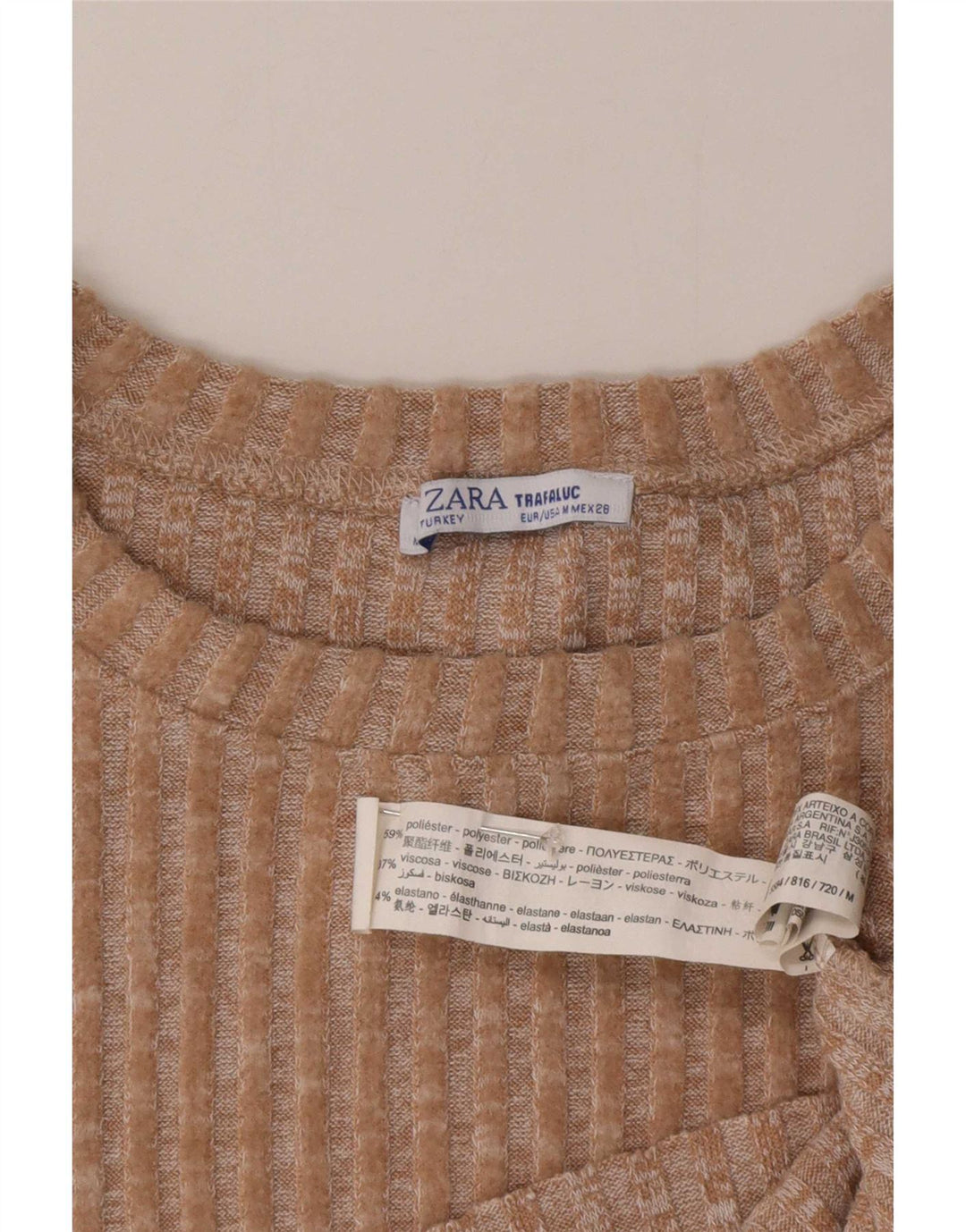 Damski sweter Zara Crop Oversize z okrągłym dekoltem UK 14 Średni Beż