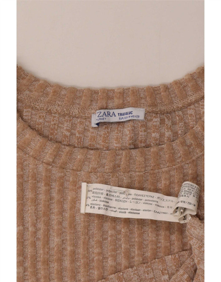 Damski sweter Zara Crop Oversize z okrągłym dekoltem UK 14 Średni Beż