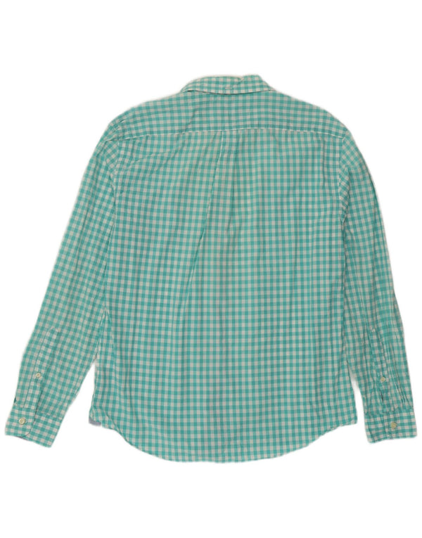 Dockers Mens Fitted Shirt Large Blue Gingham Cotton