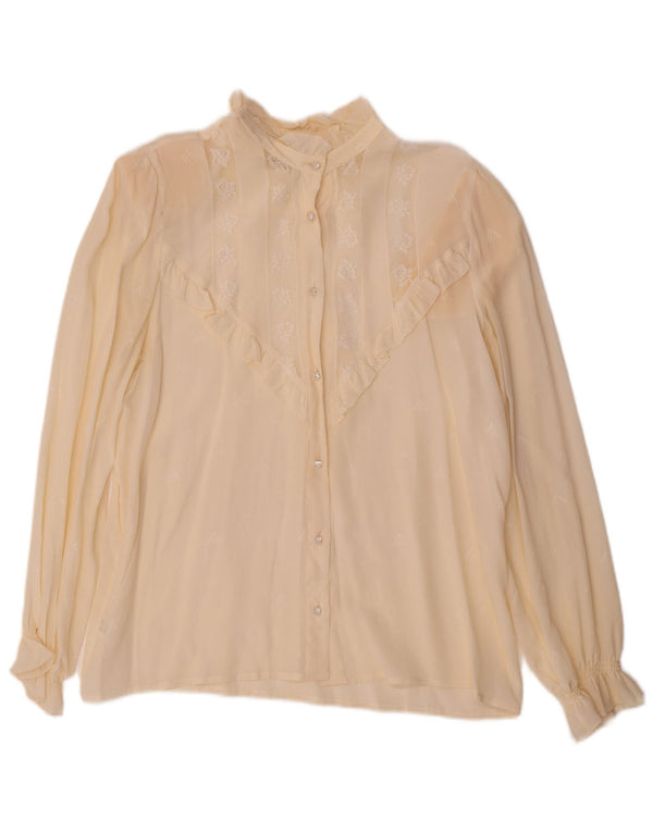 Damska bluzka koszulowa VINTAGE IT 44 Średni złamany biały kwiatowy octan