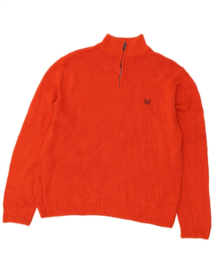Męski sweter zapinany na zamek CHAPS XL, pomarańczowy, bawełniany