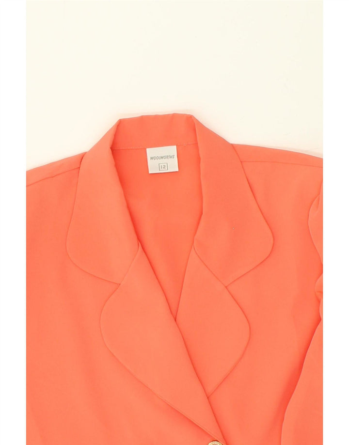 VINTAGE Womens Short Sleeve Blazer Jacket UK 12 Medium Orange Polyester Vintage Vintage and Second-Hand Vintage from Messina Hembry 
