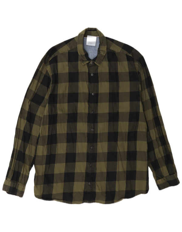 Męska koszula flanelowa Jack & Jones XL, zielona bawełniana kratka