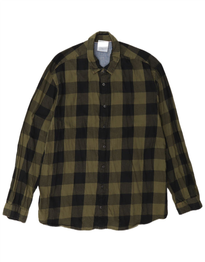 Męska koszula flanelowa Jack & Jones XL, zielona bawełniana kratka