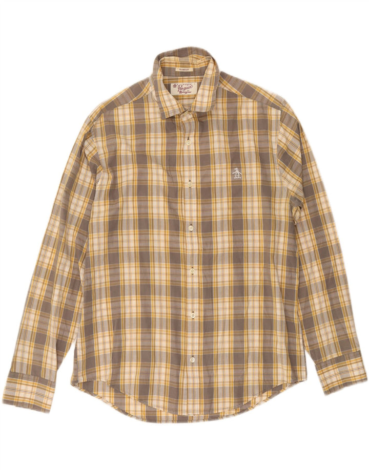 Koszula męska Penguin o klasycznym kroju, duża, szara krata