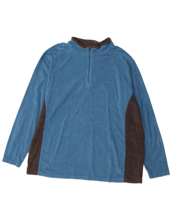 Męski sweter polarowy COLUMBIA z zamkiem błyskawicznym, 2XL, niebieski poliester z blokami kolorów
