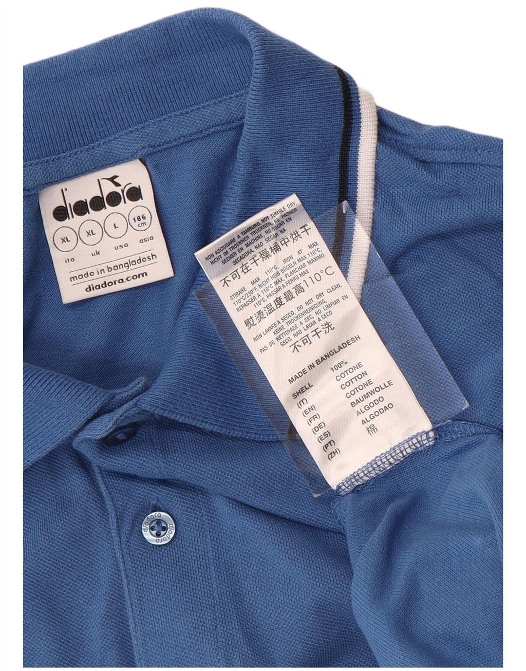 Męska koszulka polo DIADORA XL, niebieska, bawełniana