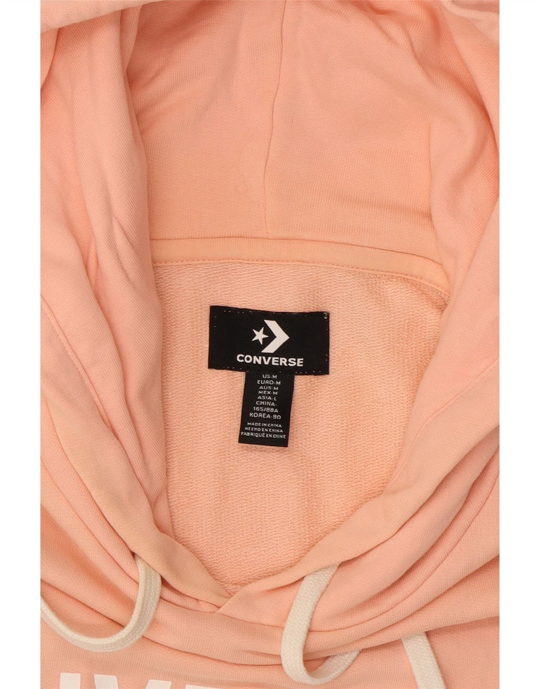 CONVERSE Mens Graphic Hoodie Jumper Medium Pink Cotton