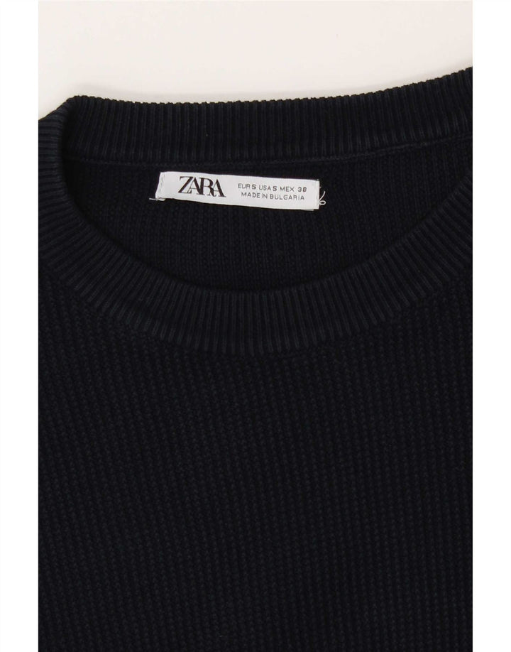 Męski sweter z okrągłym dekoltem Zara, mały, granatowy