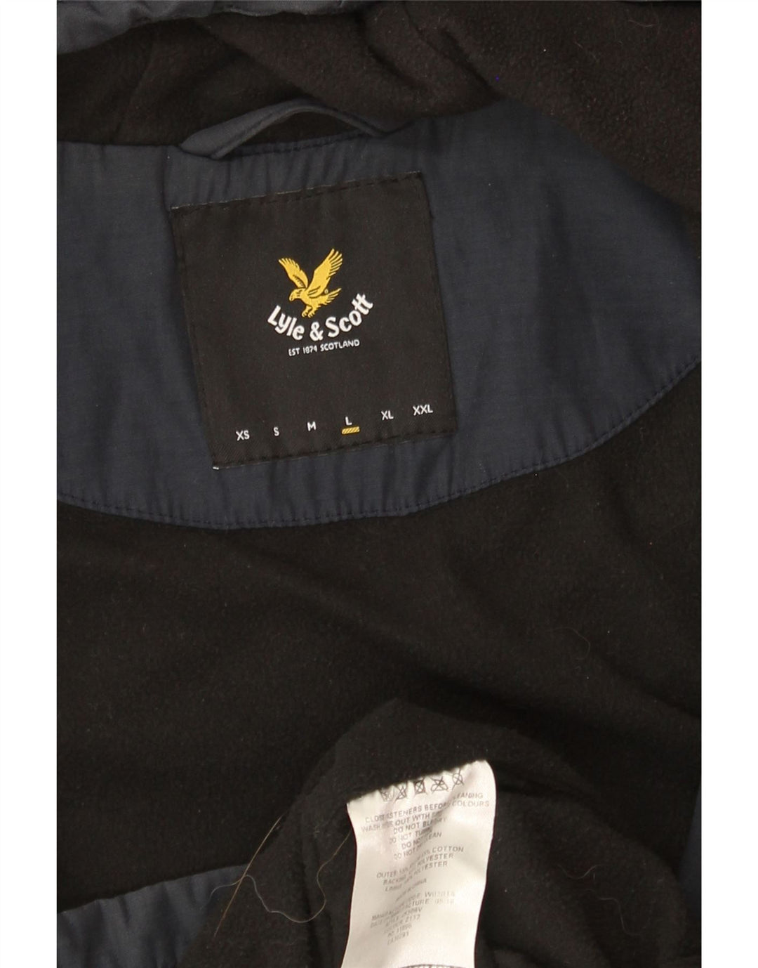 Męska kurtka wiatrówka z kapturem LYLE & SCOTT UK 40, duża, granatowa, nylonowa