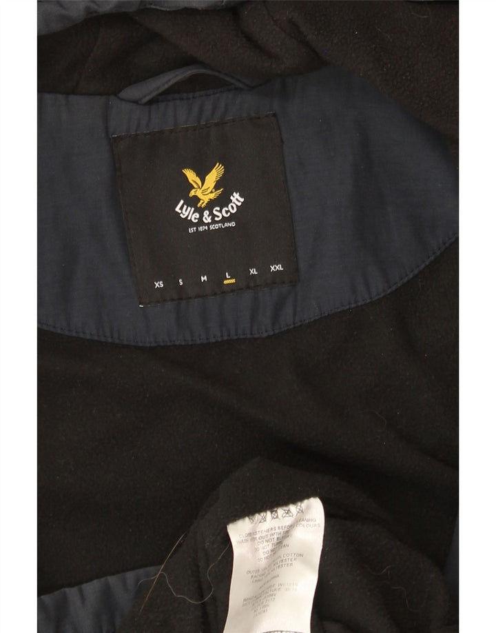 Męska kurtka wiatrówka z kapturem LYLE & SCOTT UK 40, duża, granatowa, nylonowa