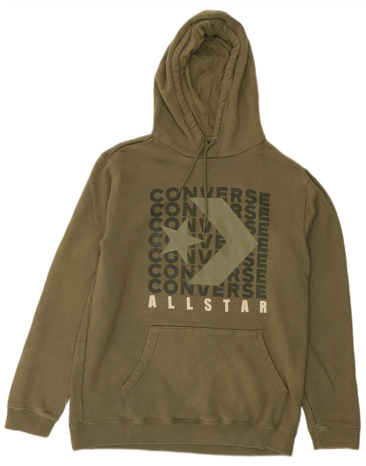 Converse Męski sweter z kapturem i grafiką, mały, bawełniany khaki