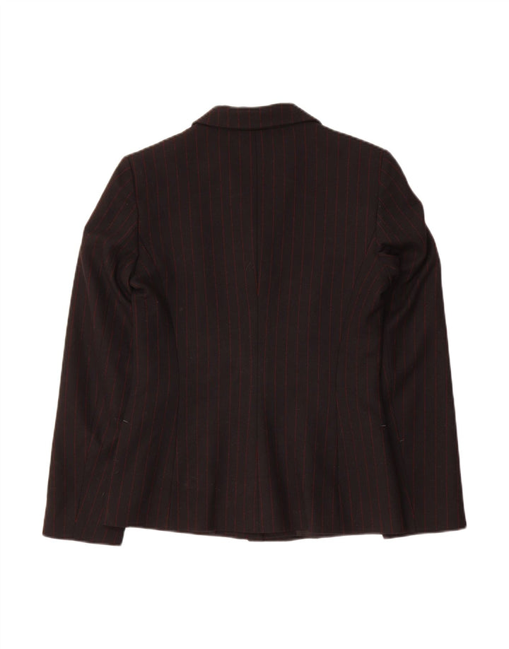 GIANFRANCO FERRE Womens Open Blazer Jacket UK 10 Small Black Pinstripe