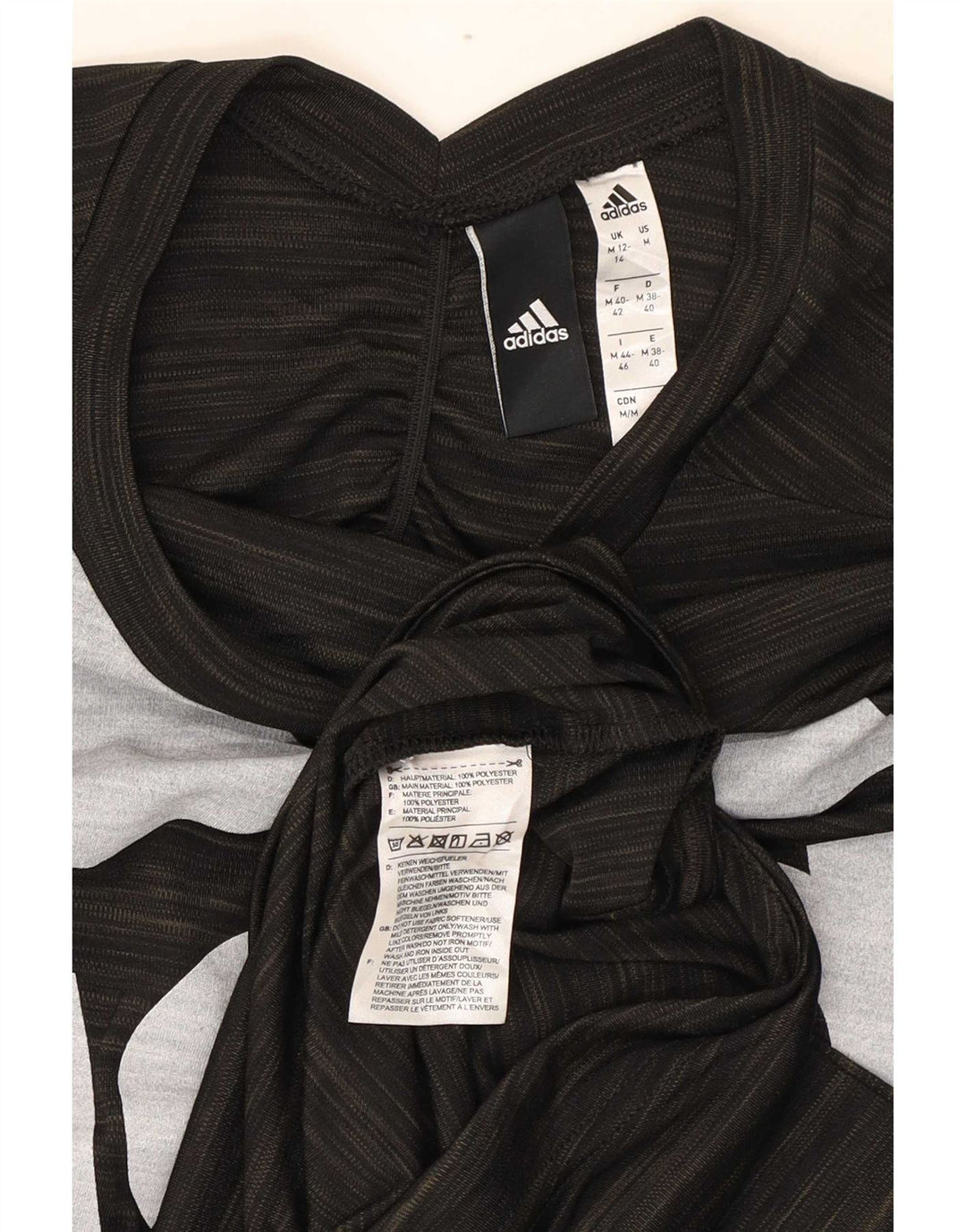Damska koszulka z grafiką Adidas Top UK 12/14 Średni szary, nakrapiany poliester