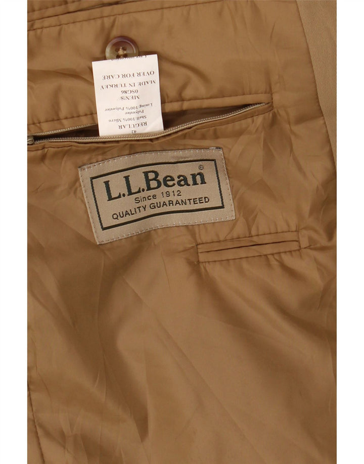 L.L.BEAN Mens 2 Button Blazer Jacket UK 42 XL Brown Polyester Vintage L.L.Bean and Second-Hand L.L.Bean from Messina Hembry 