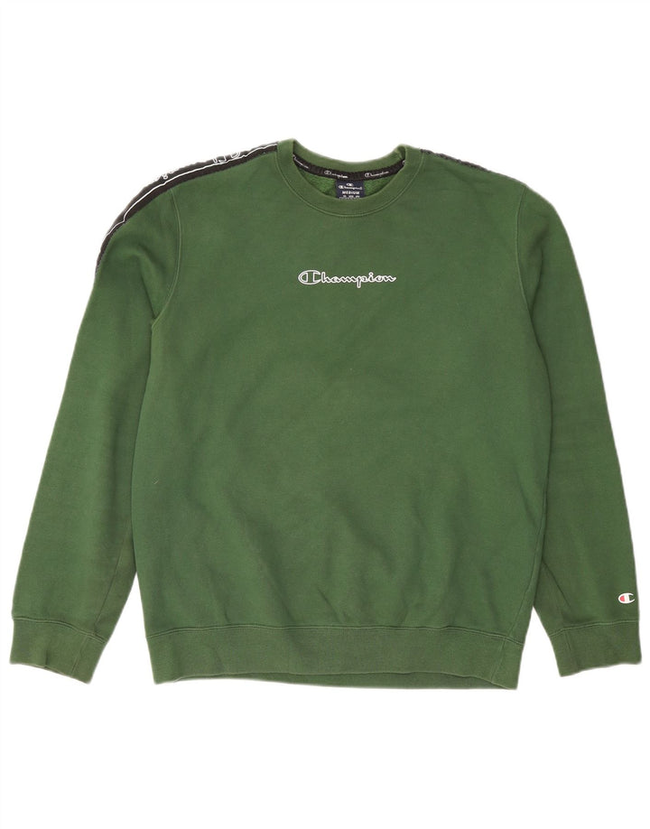 Męski sweter z grafiką Champion, średni zielony, bawełniany