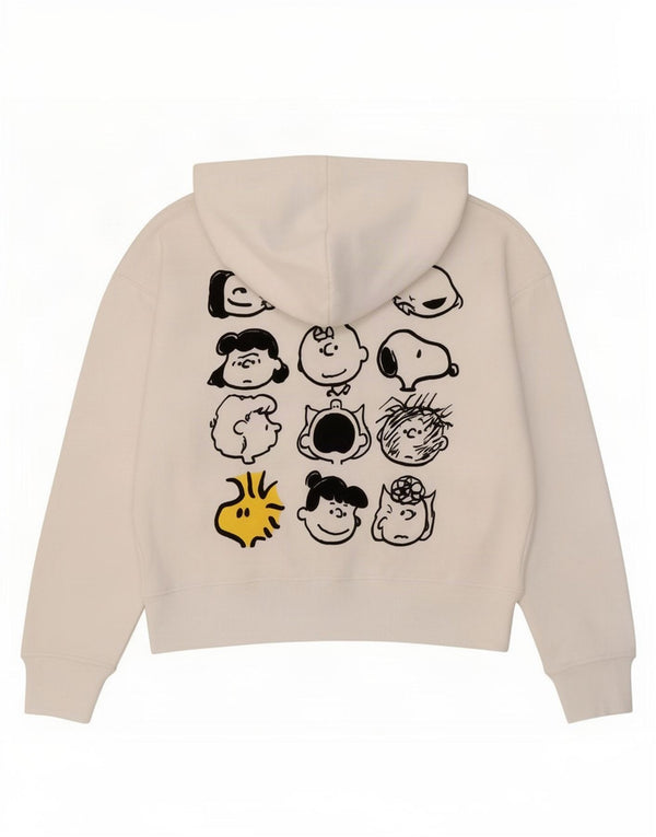 Zara Damski sweter z kapturem Peanuts Graphic, oversize, UK 10, mały, biały