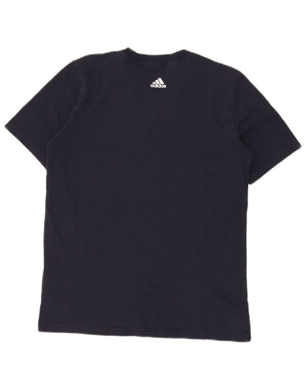Chłopięcy T-shirt z grafiką ADIDAS, 13-14 lat, granatowa, bawełniana