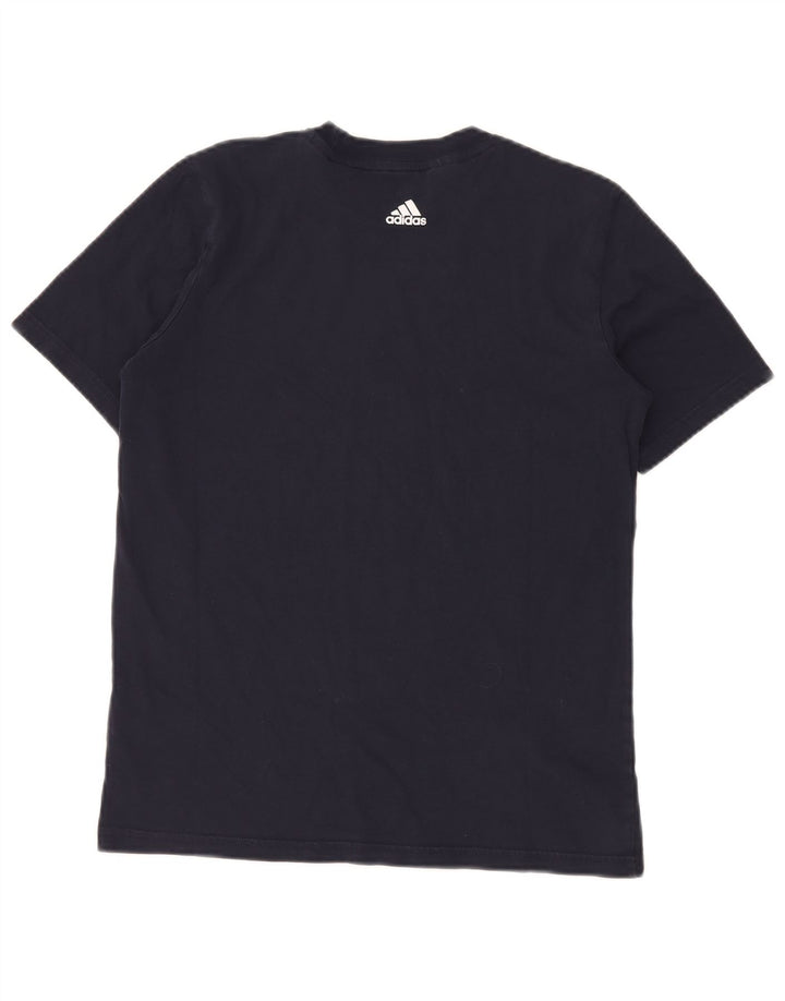 Chłopięcy T-shirt z grafiką ADIDAS, 13-14 lat, granatowa, bawełniana