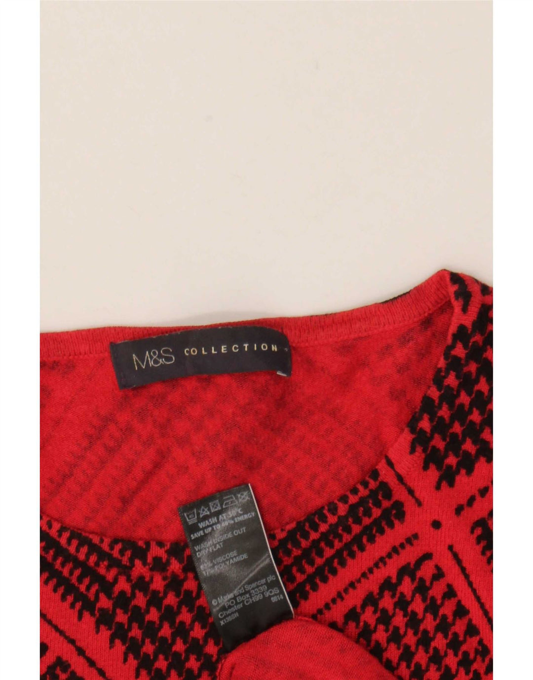 Marks & Spencer Damski sweter z dekoltem w łódkę, UK 12, średni czerwony