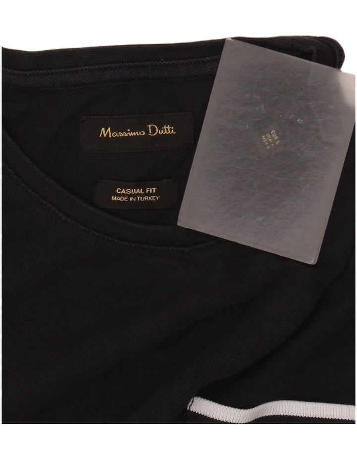 T-shirt męski Massimo Dutti o swobodnym kroju, duży, granatowy