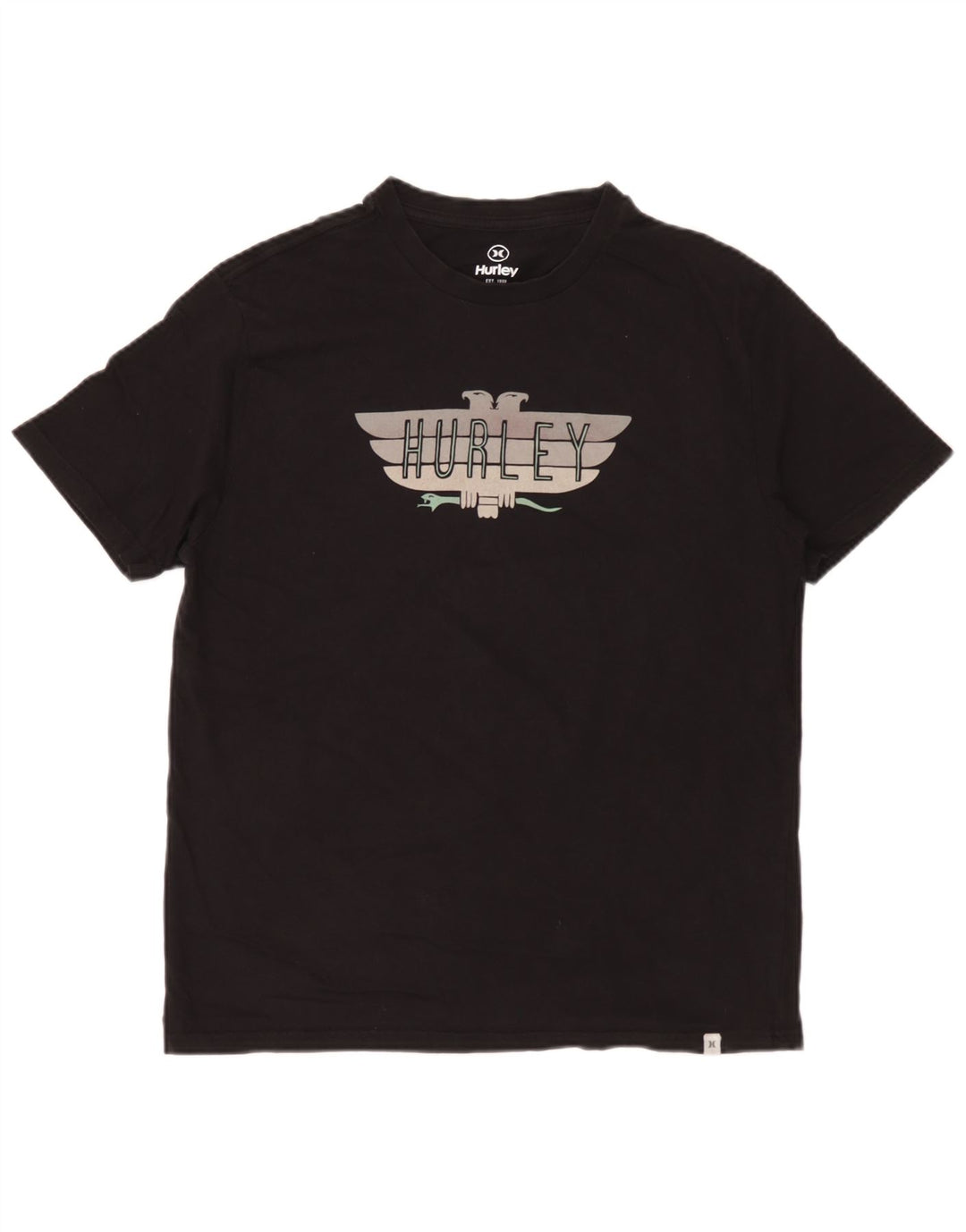 Męski T-shirt z grafiką Hurley, średni czarny, bawełniany