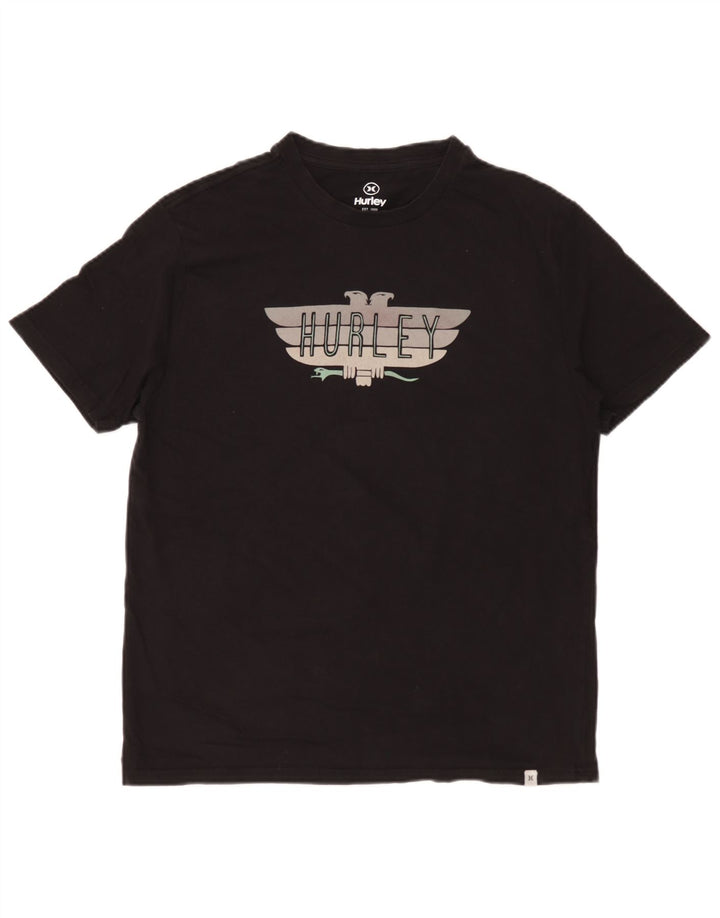 Męski T-shirt z grafiką Hurley, średni czarny, bawełniany