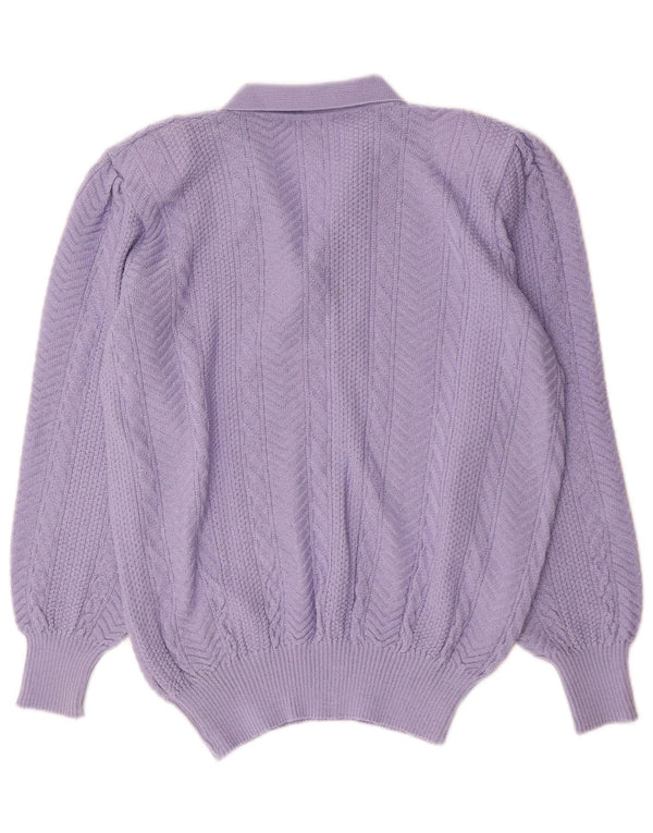 Sweter damski Christian Dior z szalowym dekoltem, UK 18 XL, fioletowa bawełna