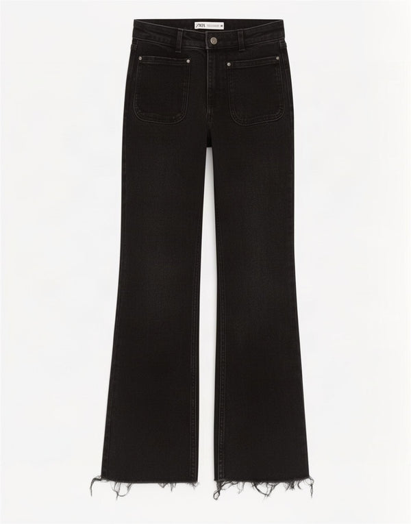Damskie jeansy Bootcut Zara EU 36 XS W26 L26 Czarne bawełniane