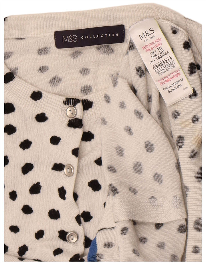 Marks & Spencer Damski sweter kardigan UK 10 Small White Spotted Wiskoza