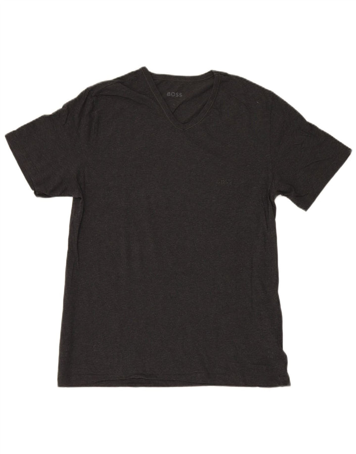 HUGO BOSS Mens T-Shirt Top Large Grey Cotton