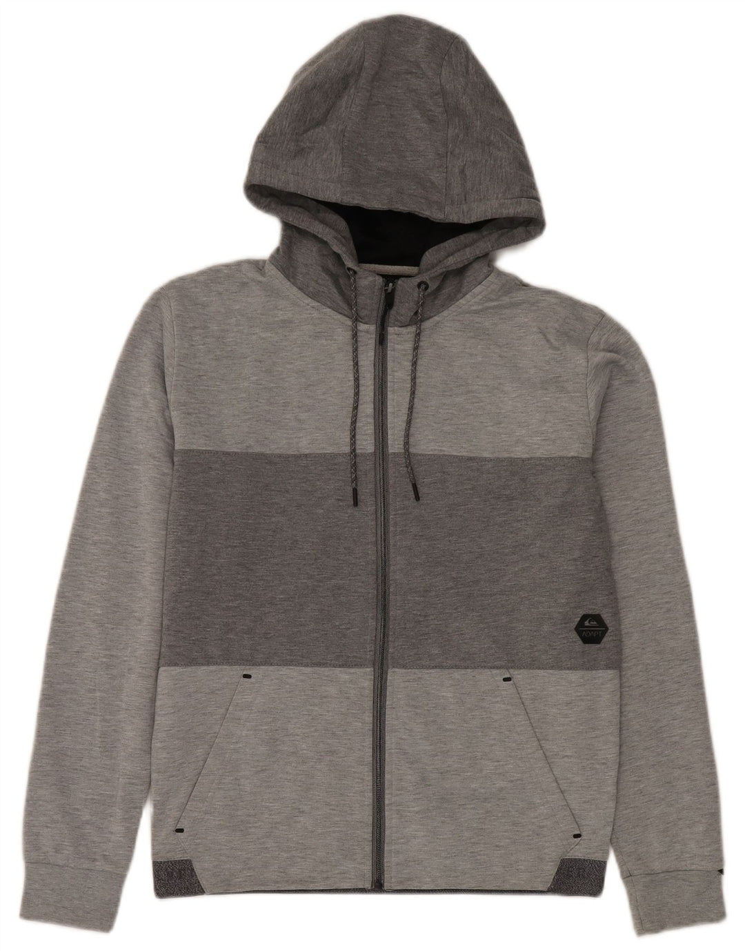 Męski sweter z kapturem i zamkiem błyskawicznym Quiksilver, mały, szary, kolorowy poliester