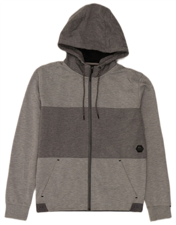 Męski sweter z kapturem i zamkiem błyskawicznym Quiksilver, mały, szary, kolorowy poliester