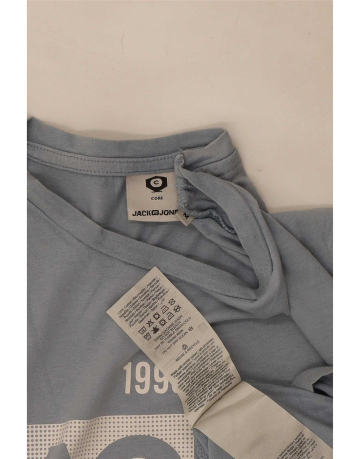 Męski T-shirt z grafiką Jack & Jones, bawełniany, średni niebieski