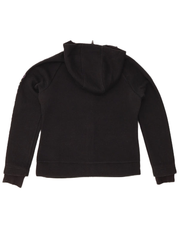 SUPERDRY Womens Graphic Zip Hoodie Sweater UK 12 Medium Black Polyester