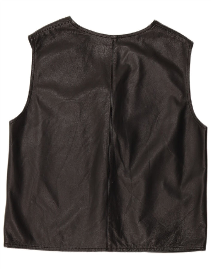 Vintage damska kamizelka skórzana UK 14 średnia czarna